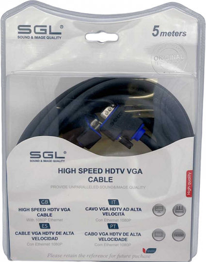 SGL Kabel VGA-Stecker - VGA-Buchse Schwarz 5m (095783)