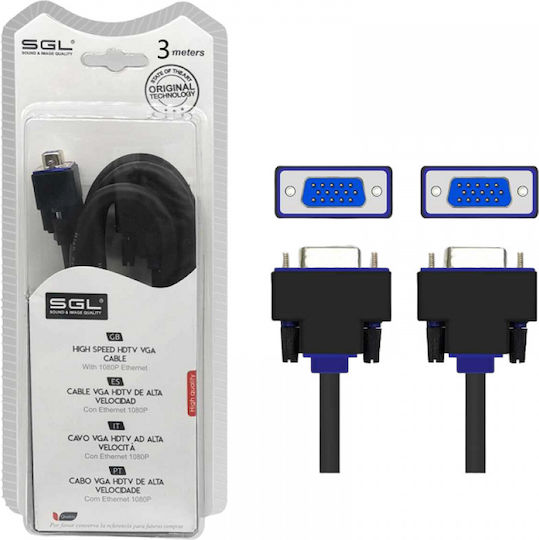 SGL Cable VGA female - VGA female Μαύρο 3m (095806)
