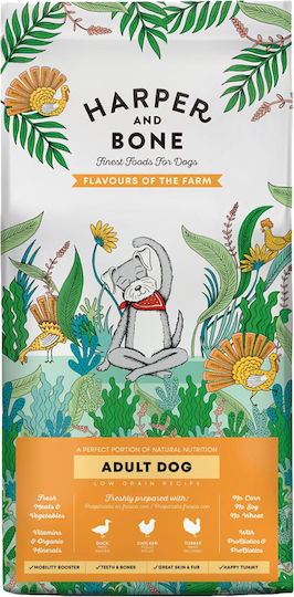 Harper and Bone Flavours of the Farm 12kg Ξηρά Τροφή για Ενήλικους Σκύλους Μεσαίων & Μεγαλόσωμων Φυλών με Γαλοπούλα, Κοτόπουλο, Πάπια και Συκώτι