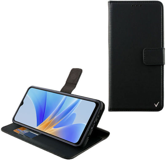 Volte-Tel Allure Magnet Clip Buchen Sie Synthetisches Leder Schwarz (Oppo A17)