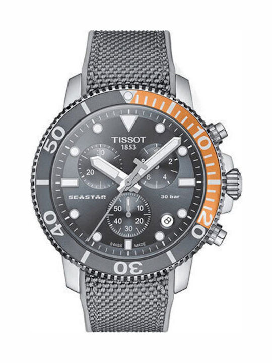 Tissot Seastar 1000 Men's Watch 45.5mm Battery Chronograph With Gray Fabric Strap
