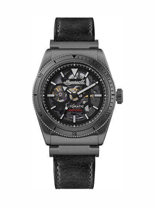 Ingersoll Ανδρικό Ρολόι 43mm Αυτόματο με Μαύρο ...
