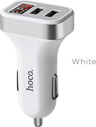 Hoco Autoladegerät Weiß Gesamtleistung 3.1A mit Anschlüssen: 2xUSB