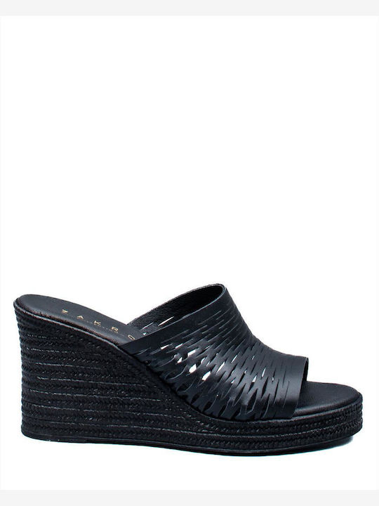 Leather Mule Platforms ZAKRO COLLECTION P23114/1142 BLACK BLACK