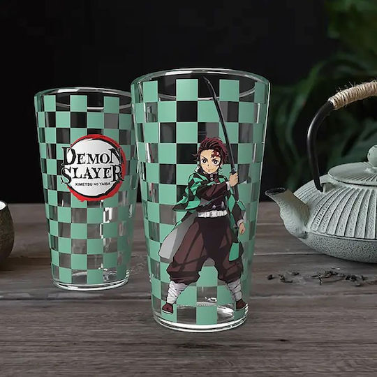 Paladone Demon Slayer Glass Water made of Glass in Green Color 450ml