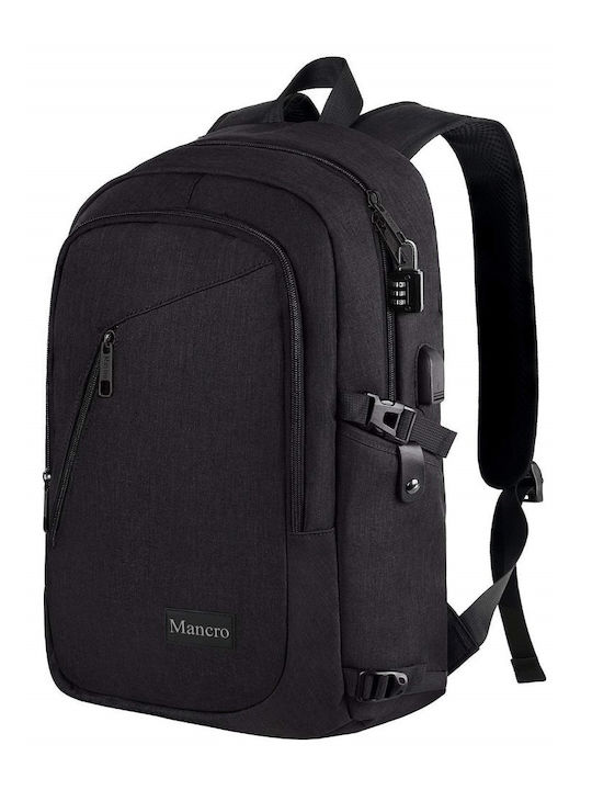 Matein Mancro 1006 Αδιάβροχη Τσάντα Πλάτης για Laptop 15.6" με Θύρα USB σε Μαύρο χρώμα