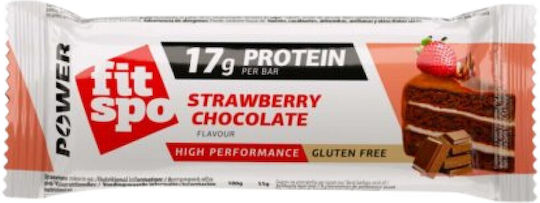 Fit Spo Power Μπάρα με 30% Πρωτεΐνη & Γεύση Σοκολάτα Φράουλα 55gr