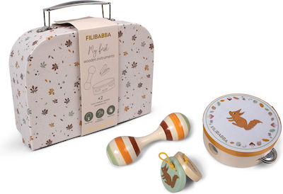 Filibabba Musikinstrument Suitcase Kit - Instrument Toys aus Holz mit Sounds für 24++ Monate