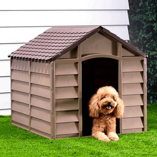 vidaXL Căsuță pentru Câine Plastic Pentru Exterior Maro 86x84x82cm