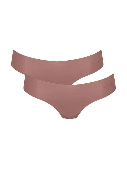 Sloggi Γυναικεία Slip 2Pack χωρίς Ραφές Κακάο