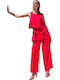 Women's Sleeveless One-piece Suit Red