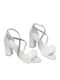 Leder Sandalen mit Strass Weiß
