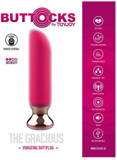 ToyJoy The Gracious Πρωκτική Σφήνα με Δυνατότητα Ασύρματης Λειτουργίας και Δόνηση Ροζ