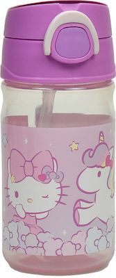 Gim Πλαστικό Παγούρι με Καλαμάκι Kitty Magic Unicorn σε Μωβ χρώμα 350ml