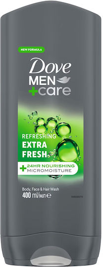 Dove Men Care Refreshing Extra Fresh Κρεμώδες Αφρόλουτρο για Άνδρες με Γλυκερίνη 3in1 400ml
