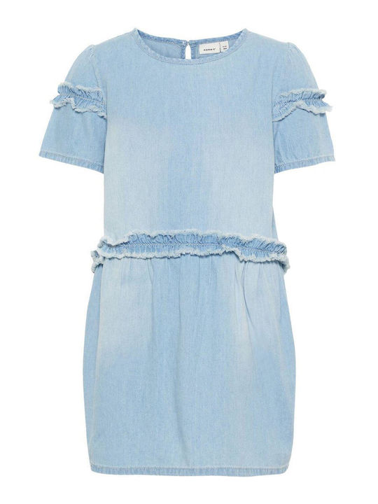 Name It Παιδικό Φόρεμα Τζιν Κοντομάνικο Γαλάζιο