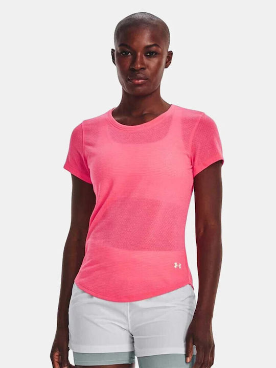 Under Armour Streaker Women's Athletic T-shirt Fast Drying Pink Shock