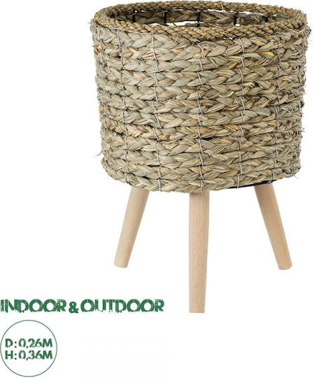 GloboStar Skopelos Κασπώ Ψάθινο Μπεζ με Βάση 26x26x36εκ.