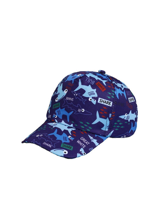 Children's blue jockey hat with sharks sharks 52-54cm (4-10 years) (tatu moyo)