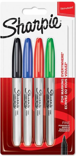 Sharpie Permanent Markers 1mm Multicolour 4pcs