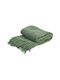 Pătură Tricotată Pentru Canapea Cu Franjuri 130x170cm Verde
