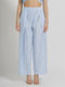 Damen Hoch tailliert Stoff Hose in Lockerer Passform Hellblau