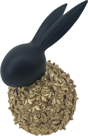 InTheBox Διακοσμητικός Λαγός Πολυρητίνης Bloom Rabbit 1 σε Χρυσό - Μαύρο 12x9.2x18cm