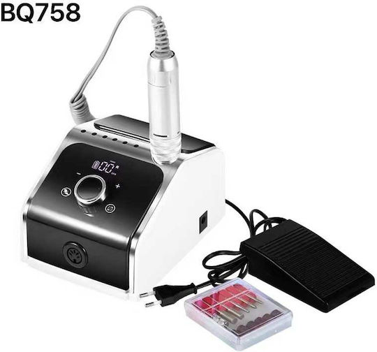 Nagelfräser Strom Weiß mit Pedal mit 30000 Umdrehungen pro Minute 581610