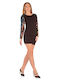 Mini Abendkleid Offener Rücken Schwarz DRS-78260 (BLK)