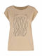 Volcano T-LINKA Damen T-Shirt mit glänzendem Aufdruck - Beige