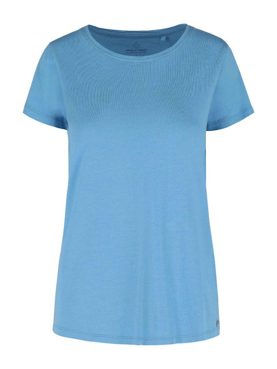 Volcano T-PIA Plain T-Shirt with round neckline - Blue