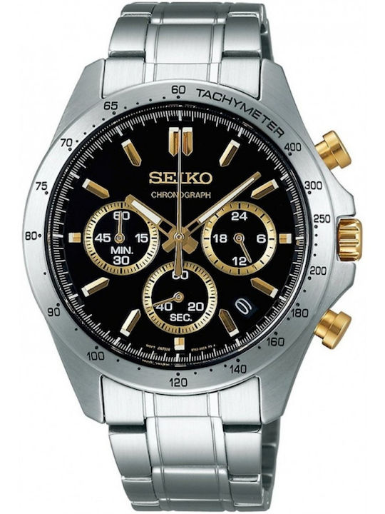 Seiko Ανδρικό Ρολόι Μπαταρίας με Ασημί Μεταλλικ...