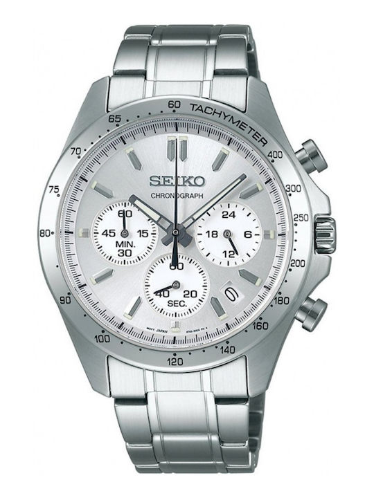 Seiko Мъжки Часовник На батерия с Сребърен Мета...