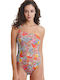 One Piece Swimsuit With Removable Padding Floral Red