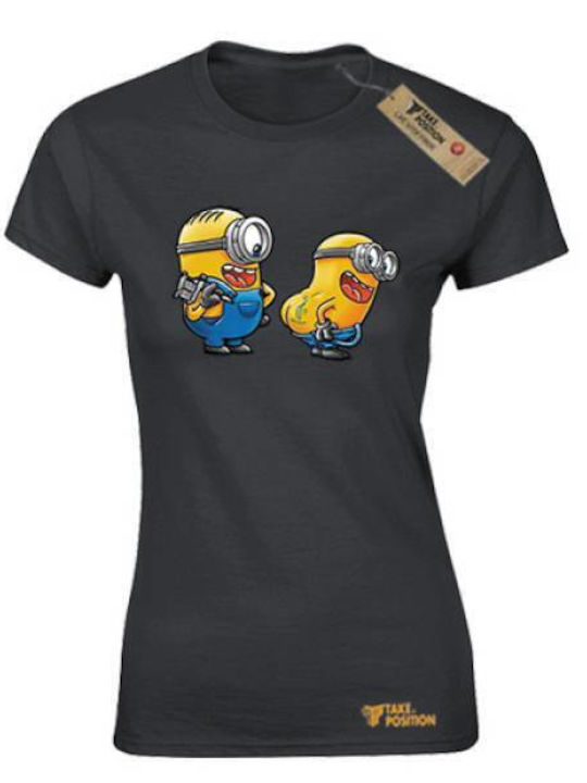 Takeposition Tattoo Minions Femeiesc Tricou Negru