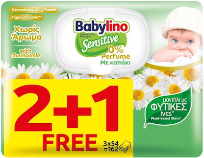 Babylino Sensitive Hipoalergenice fără Alcool & Parfum cu Mușețel 3x54buc