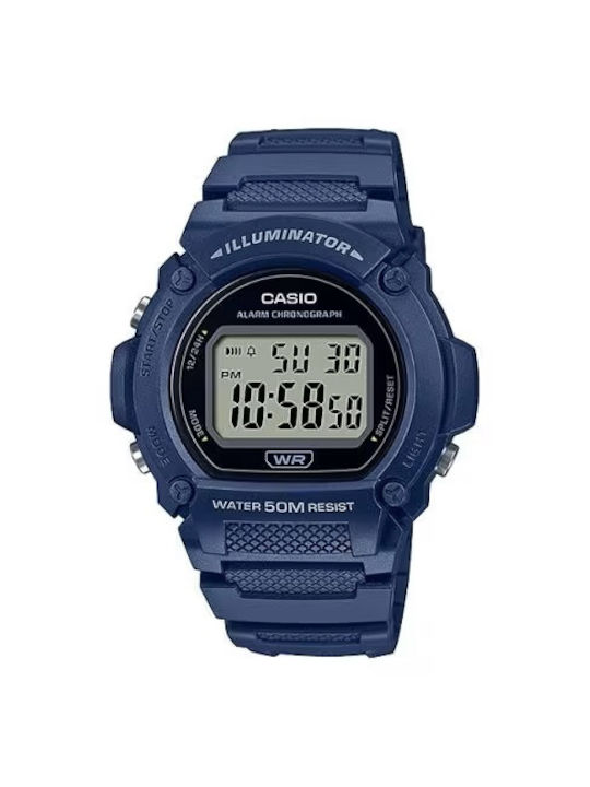 Casio Digital Uhr Chronograph mit Blau Kautschukarmband