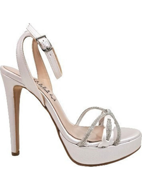 Leder Sandalen mit Strass Silber