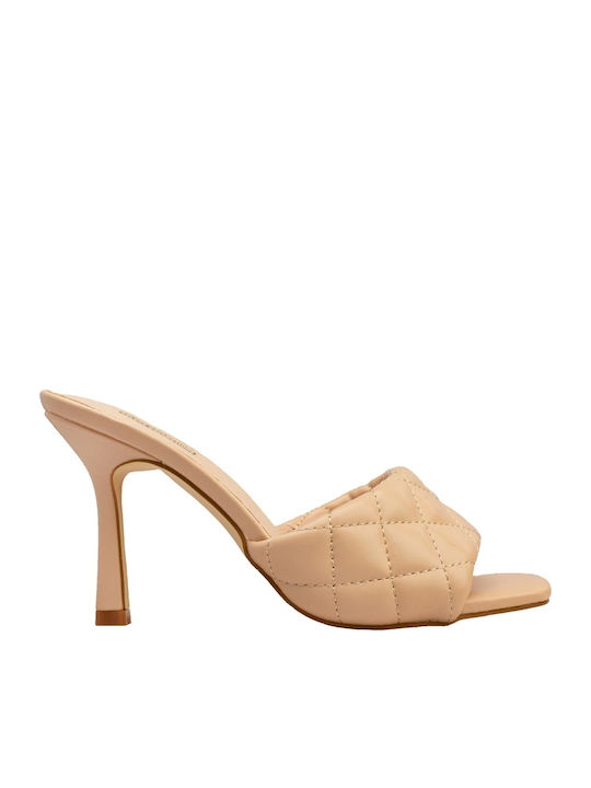 InShoes Mules mit Chunky Hoch Absatz in Beige Farbe