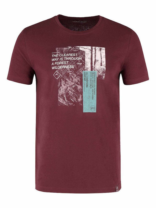 Volcano T-CROSS Herren Eco Print T-Shirt - Rot