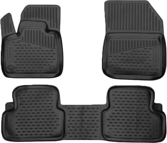 Novline Set of Front and Rear Mats 3pcs Tray Type for Citroen DS 7 Crossback 2018 Black