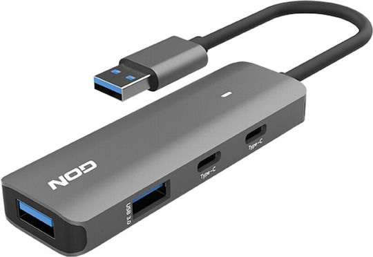 NOD Fusion Metal Hub 2.2 Hub 4 Θυρών USB 3.2 με σύνδεση USB-A Γκρι