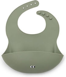Noui Noui Waterproof Bib Silicone with Button & Pocket Dusty Olive for 4 m+