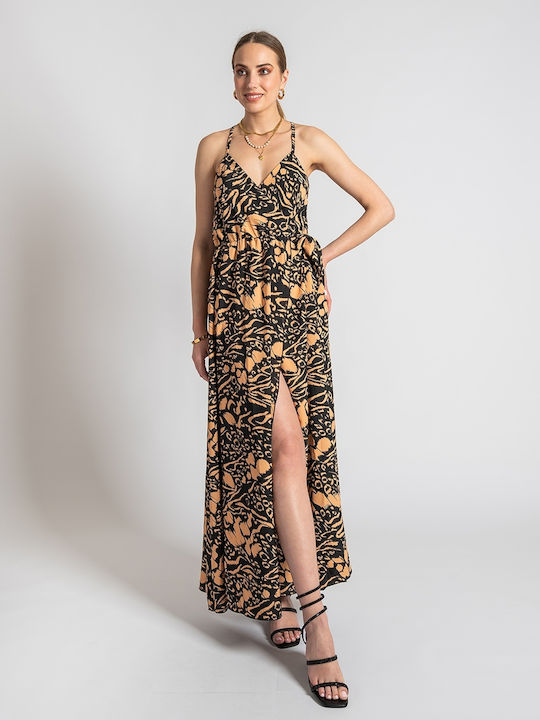 InShoes Summer Maxi Dress with Slit Brown