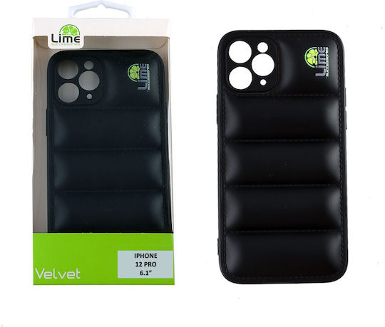 Lime Bumpy Puffer Back Cover Silicon cu Curea Negru (iPhone 12 / 12 Pro)