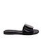 Makis Kotris Leather Women's Flat Sandals in Black Color