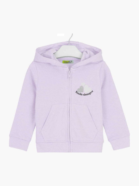 Παιδική Ζακέτα Φούτερ Fleece με Κουκούλα Μωβ