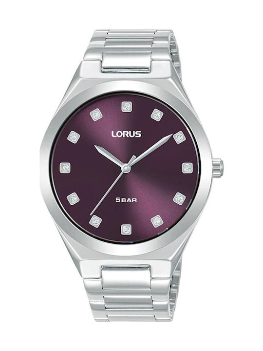 Lorus Γυναικείο Ρολόι 36mm Μπαταρίας με Ασημί Μεταλλικό Μπρασελέ