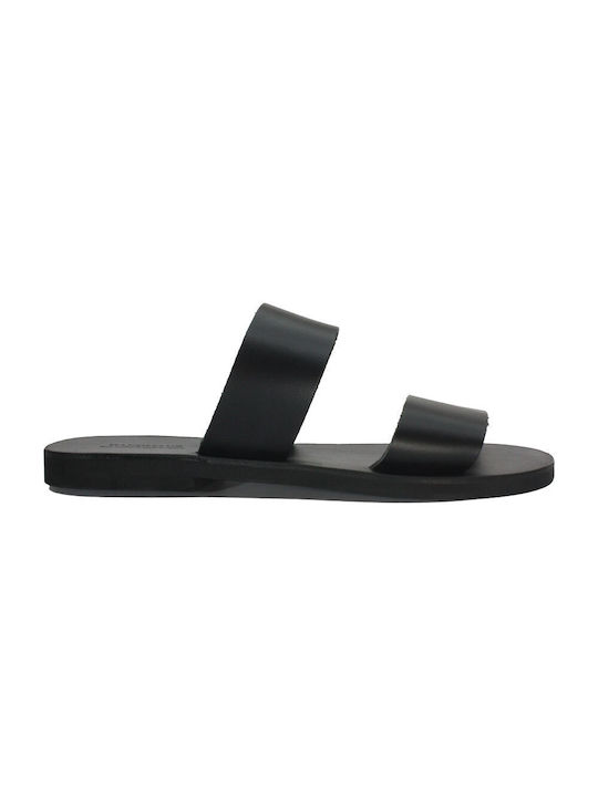 Men's leather sandal in black color