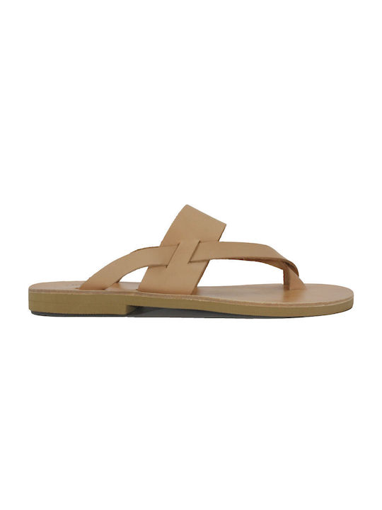 Men's leather sandal in natural color